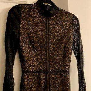 Black Lace Wilfred Mock Neck Dress